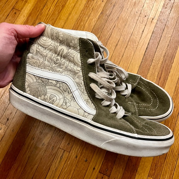 Women’s Vans Green Floral High Tops - size 9 - Picture 3 of 8